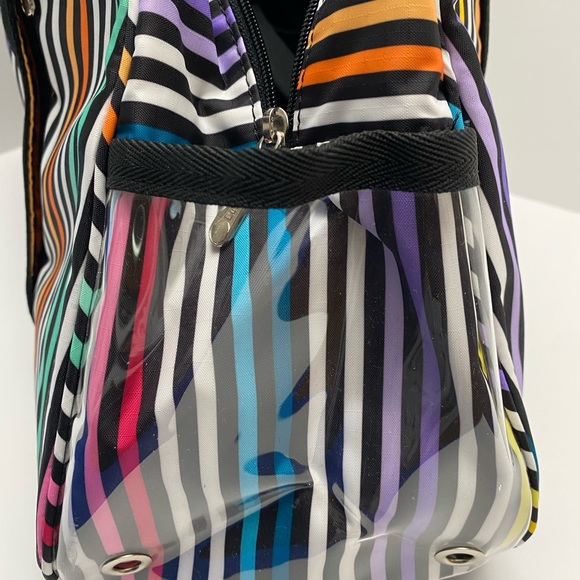 LeSportsac black white stripe multicolor tote - Picture 13 of 14